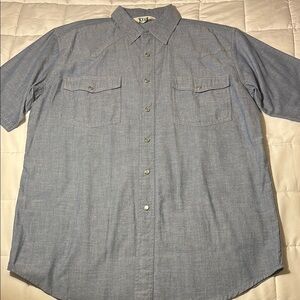 Vintage Key Blue Chambray Short Sleeve Pearl Snap Up Shirt